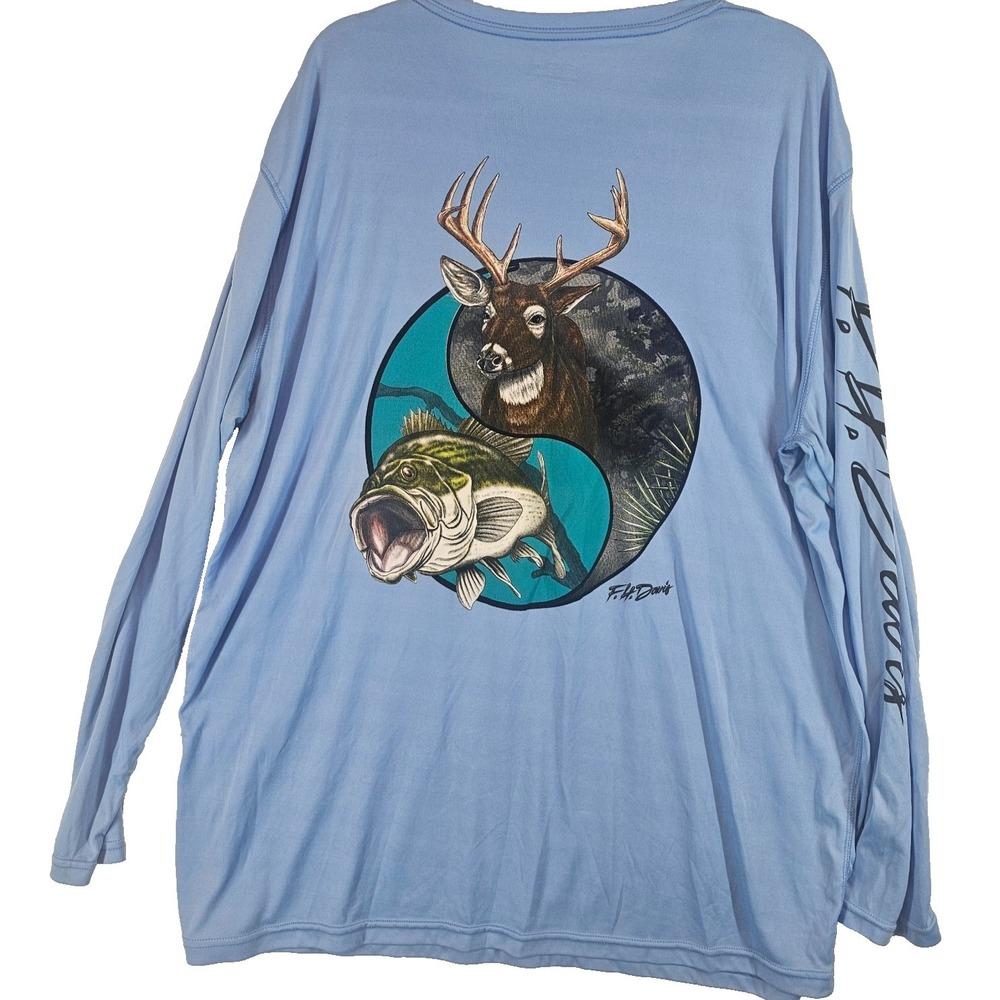 F.H. DAVIS Mens Long Sleeve Fishing Shirt Duotec Sun Protection Port Aransas 3XL